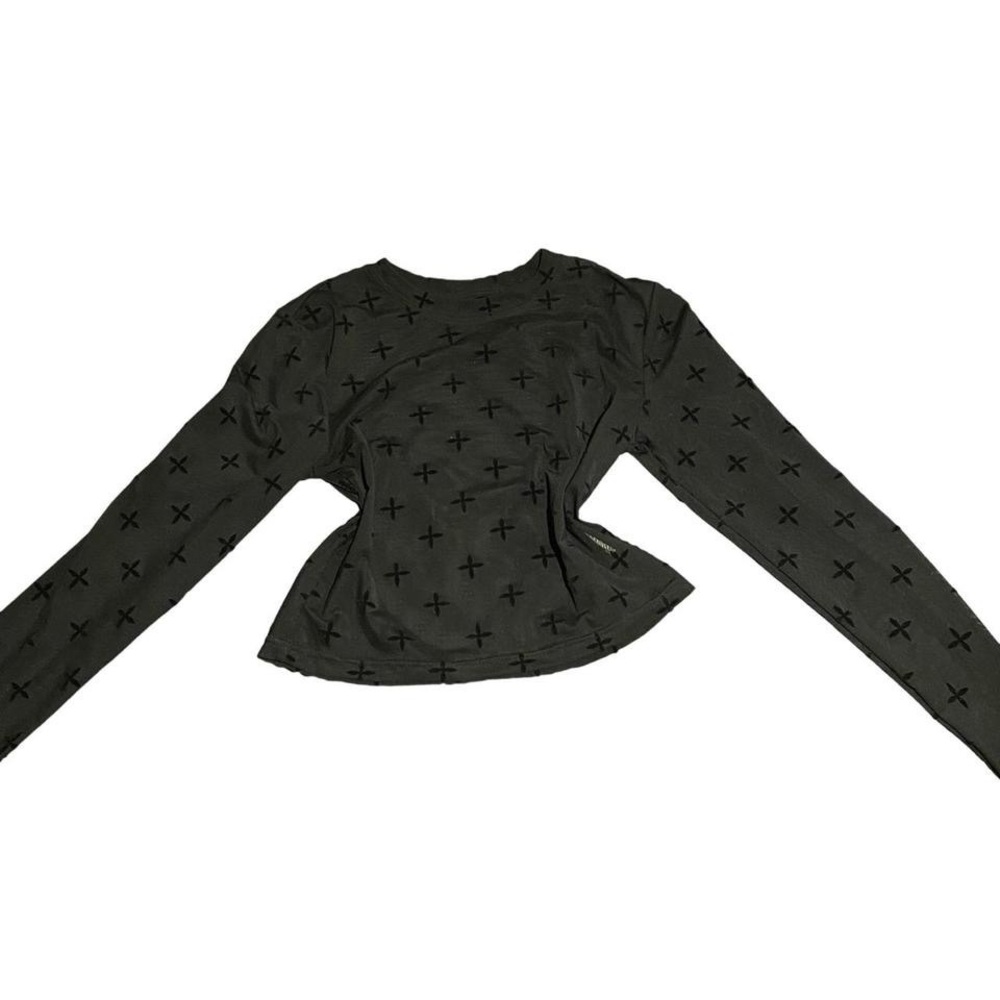 Black mesh cross long sleeve